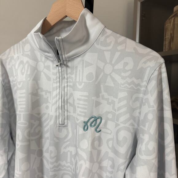 Malbon Golf Capo 1/4 Zip Silver Pattern Pullover S NEW Half-Zip Long Sleeve Top - Picture 3 of 7